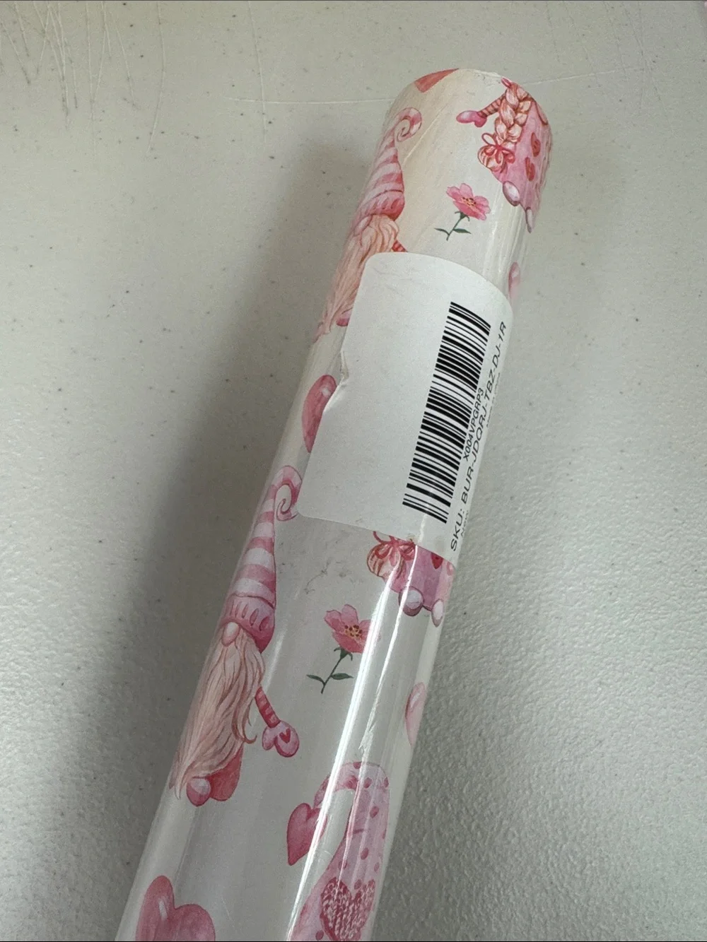 Pink Heart & Gift Party Wrapping Paper Roll gnome Valentines girl gnomes new